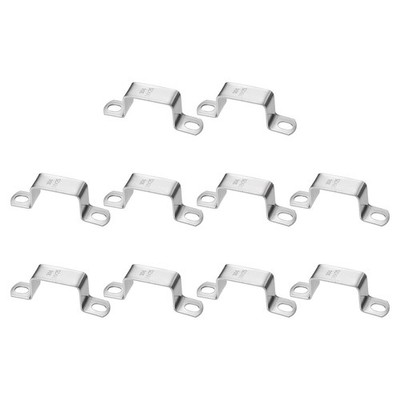 10pcs Square Pipe Clamp 38x25mm 304 Stainless Steel Tube Buckle, Silver