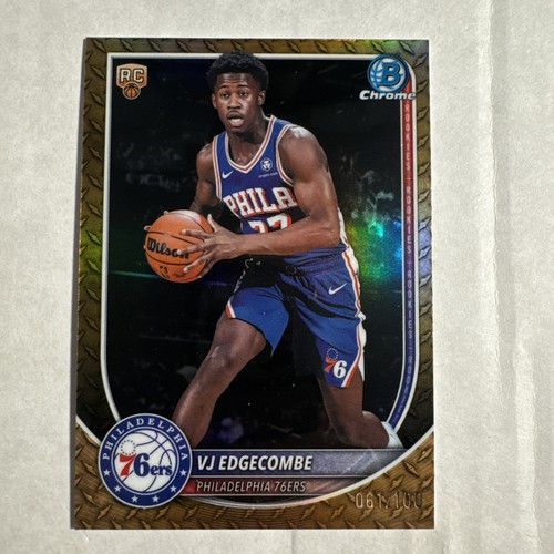 Topps 2025 Bowman Chrome VJ Edgecombe 76ers Rookie *STEEL METAL REFRACTOR  /100*