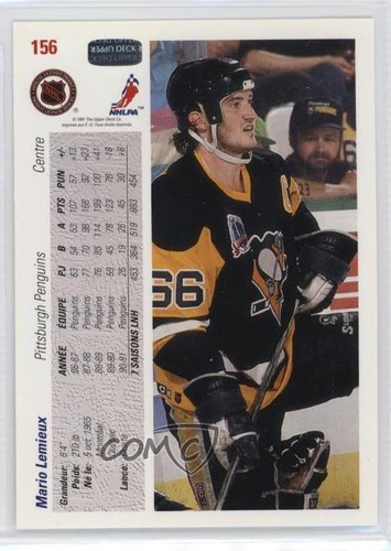 1991-92 Upper Deck French Mario Lemieux #156 HOF 0u2j - Picture 2 of 3