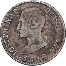 [#639750] Spain, Joseph Napolean, 4 Réales, 1812, Seville, Silver, VF, KM:540.2
