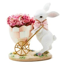 MACKENZIE-CHILDS Bunny Egg Cart Figurine, Resin Spring and Easter Bunny Decor...