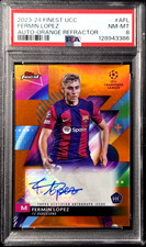 2023-24 Topps Finest UEFA /25 Fermin Lopez Orange Auto Refractor Rookie PSA 8 AU