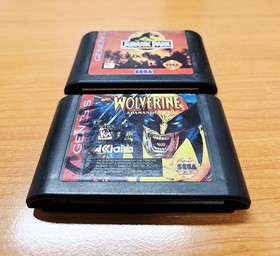 Wolverine Adamantium Rage & Jurassic Park Sega Genesis Video Game Cartridges