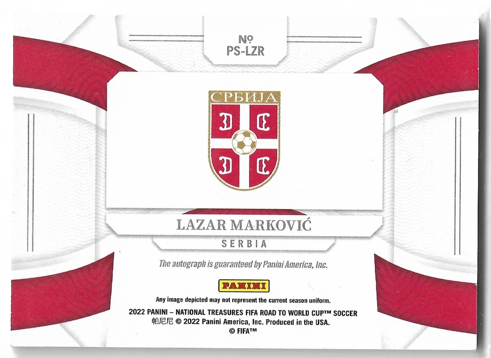 Lazar Markovic Auto /49 2022 Panini National Treasures Road to World Cup Serbia - Image 4 of 4