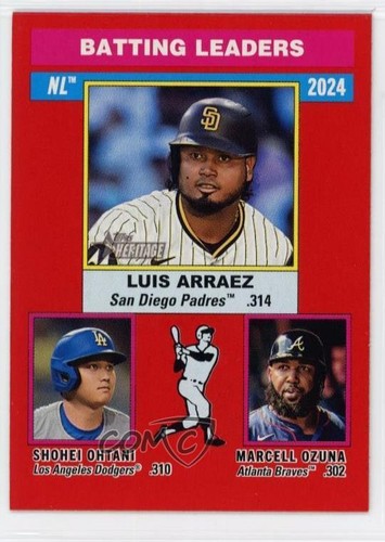 2025 Topps Heritage League Leaders Red Border Shohei Ohtani Luis Arraez #191 tw0