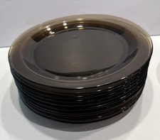 Vereco France Smokey Brown Glass 9.25" Luncheon Plate Vintage MCM Retro Dish