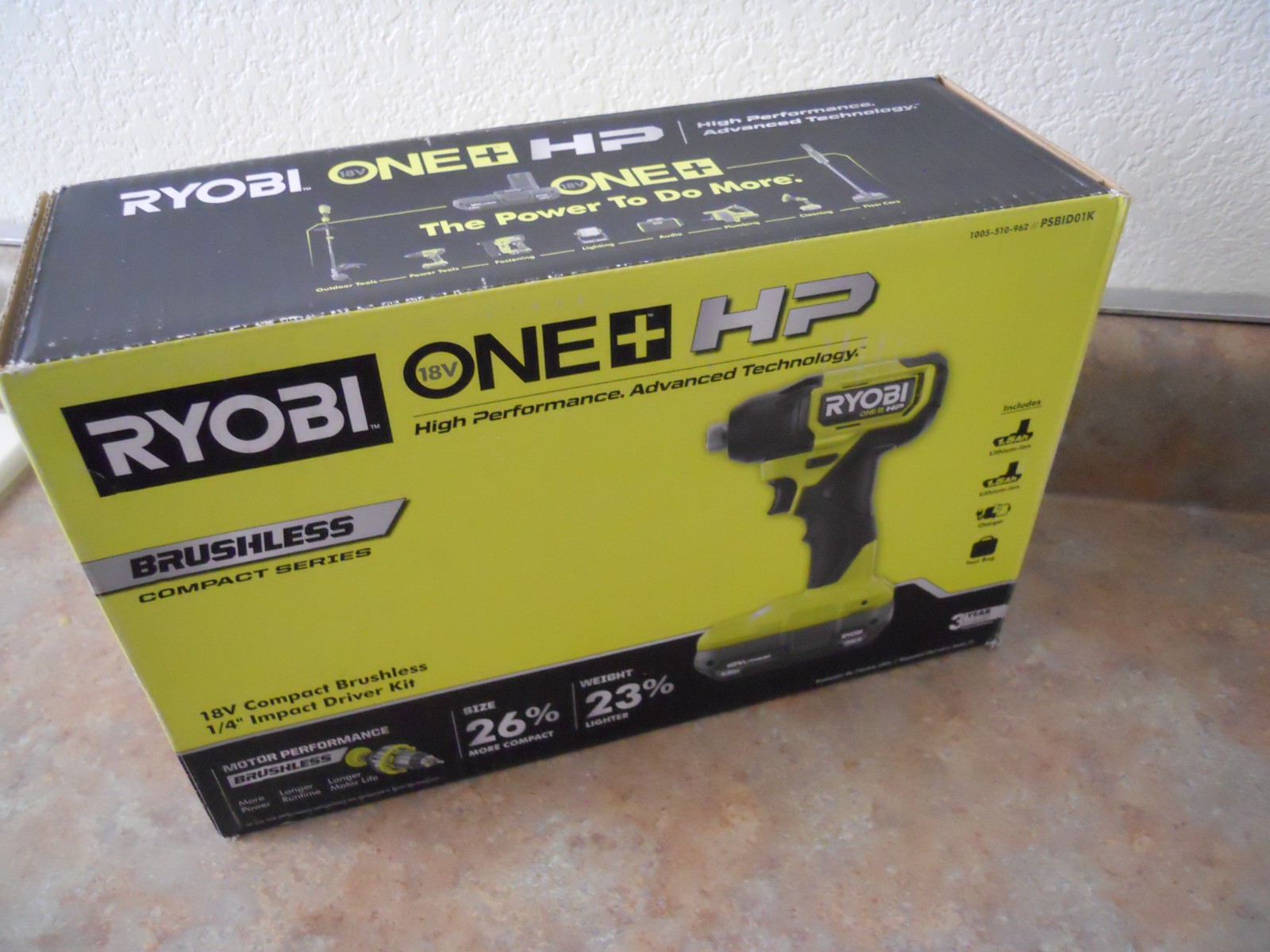 New Ryobi PSBIDO1K One+ HP 18V Cordless Impact Driver Kit