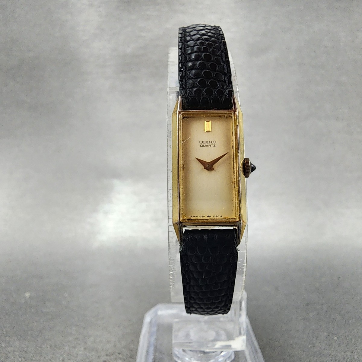 Seiko Tank Watch Women 13mm Cream Dial Gold Tone Rectangle 1320