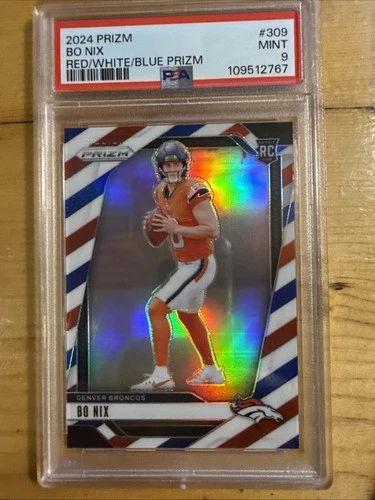 2024 PANINI PRIZM RED/WHITE/BLUE PRIZM #309 BO NIX ROOKIE RC PSA 9