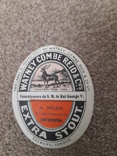 Watney extra stout 1913 beer label Antwerp Belgium importer