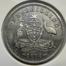 1914 Shilling Coin - almost Very Fine - George V Silver Predecimal