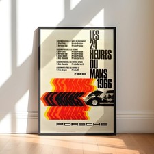 Porsche 906 Le Mans 1966 24 Hours Vintage Racing Poster Wall Art Decor Print