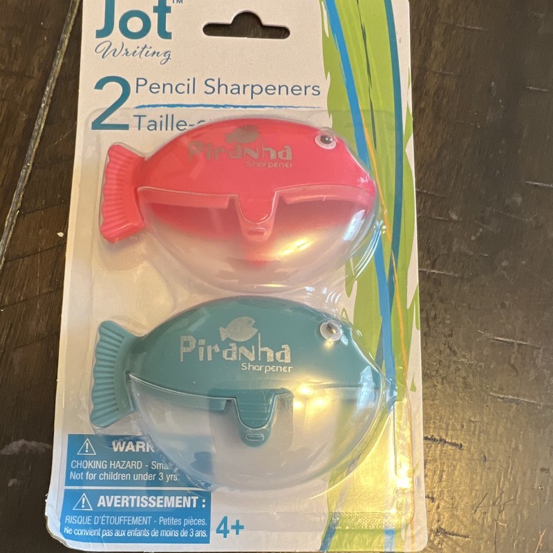 Jot Piranha Fish Pencil Sharpener 2 Pack Set Pink Blue Kids Children's