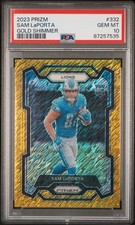2023 PANINI PRIZM #332 SAM LAPORTA GOLD SHIMMER ROOKIE PSA 10 POP 3 LIONS