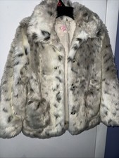 Faux Fur Coat Brown Beige Leopard Print Girls XL /women SmallEXCELLENT CONDITION