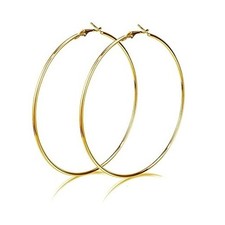 Dainty 100mm 14K Yellow Silver Big Large Hoop Earrings For Women Sensitive Gold
