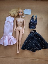 Mattel Vintage 1966 TNT Barbie Blonde Doll, 2 Outfits W/ Shoes Stand
