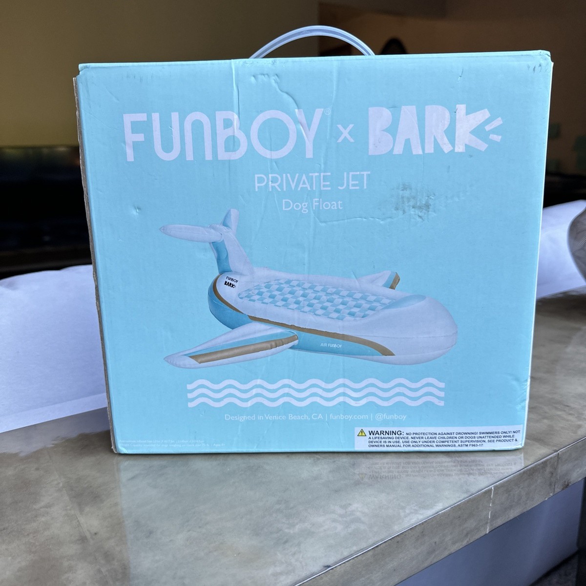 FUNBOY X BARK Private Jet Dog Float Pool Float for Dogs 55” X 75