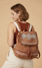 MYRA BAG Trijas Falls Backpack Tassel Snap Flap Canvas