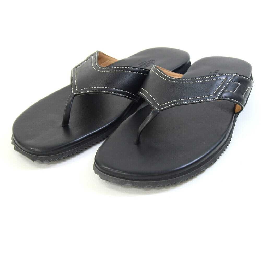 Hermes Flip Flop Sandals Black Leather Size 40.5 US About7.5 For Men thumbnail 21