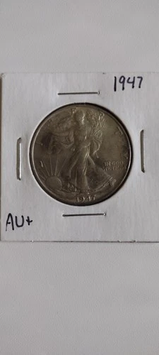 1947-P Walking Liberty Silver Half Dollar AU+ Nice Toning 90%