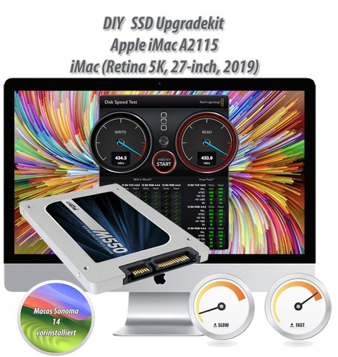 1TB SSD Upgradekit iMac 27 inch A2115 2019 Mac OS Sonoma 14 inkl. Tools ...
