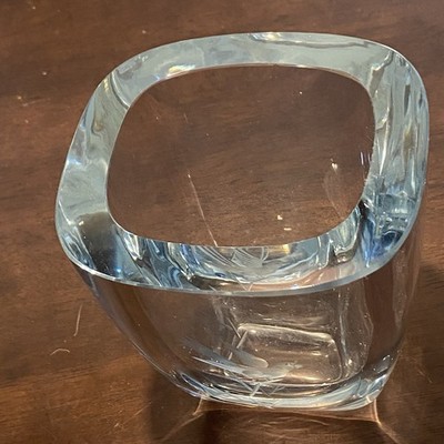 Swedish Strombergshyttan Glass Vase w/ Engraved Bird & Branch