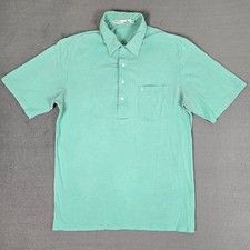 Criquet Polo Shirt Mens Medium Teal Performance Pima Cotton Golf Pocket Stretch