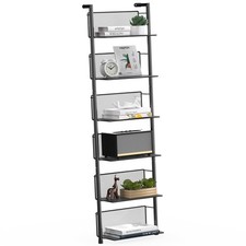 6 Tier Ladder Shelf Wall Mounted, 47.6 Inch Metal Bookshelf Organizer, Modern...
