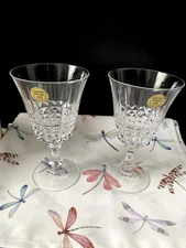 French 24% Lead Crystal Unit No. 1 Set of 2 Goblets Verite Pattern W. M. Dalton