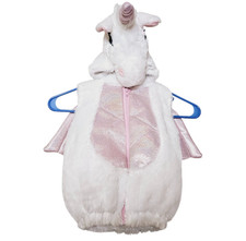 Hooded Unicorn Costume Infant 3-6M White Pink Sparkle Wings Halloween Dress-Up