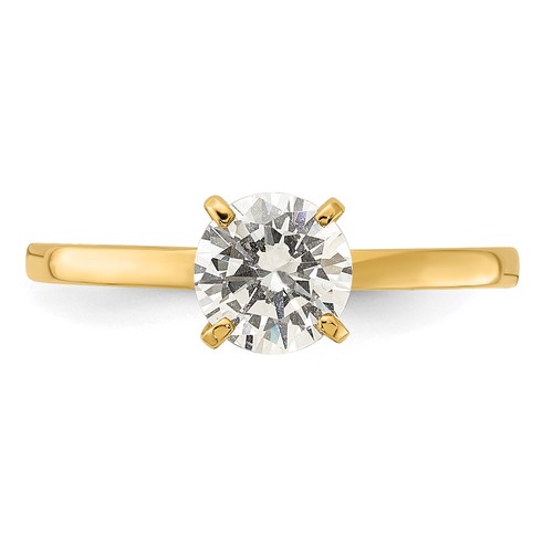 10K Gelbgold poliert rund Zirkonia Solitär Ring Größe 7 für Damen - Bild 4 von 9