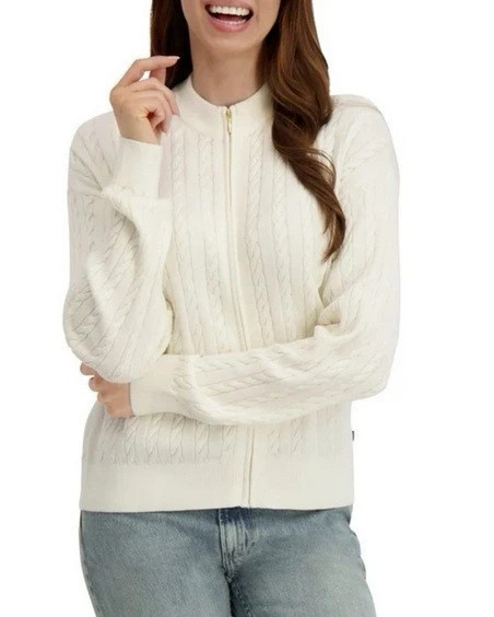 Nautica Jeans Women's Cable Knit Full Zip Sweater | eBay