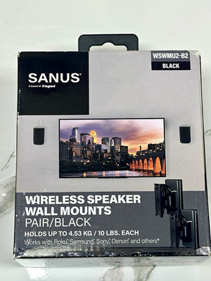 SANUS WSWMU2-B2 Wireless Speaker Wall Mount Pair Black Swivel Tilt