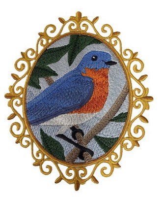 Beyond Vision Custom Bird Bluebird Cameo Embroidery Iron On/Sew Patch (4.86'' x 5