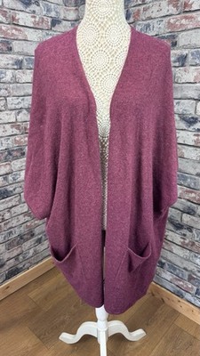 Seasalt Merino Wool Blend Esplanade Cape Cardigan Size L Burgundy Pocket