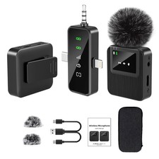 3-in-1 Mini Microphone for iPhone, Android, Camera - 328ft Long Range, 20H Ba...