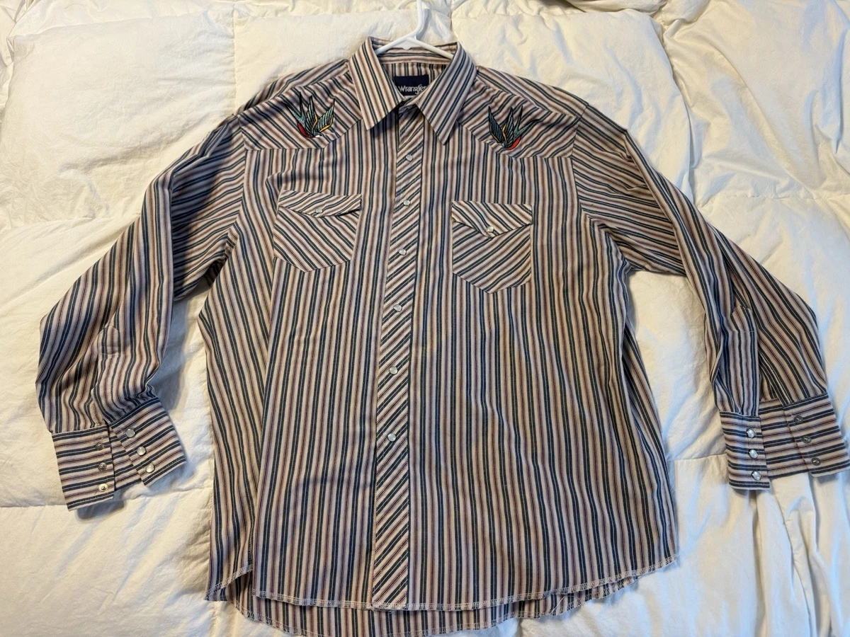 Wrangler Striped Western Casual Button-Down Shirts for Men for