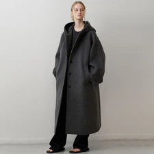 THE ROW Women's Hooded Wool Autumn Winter Wool Coat Jacket