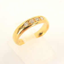 Antique 22ct Hallmarked Gold 4 Stone Diamond Wedding Band Ring Size L1/2 Boxed
