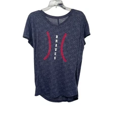 Tek Gear Womens Active Top Braves Short Sleeve Blue/Multi Size XL