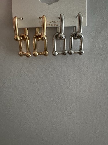 Natasha Link Earrings Set Of 2 Silver/gold - Picture 3 of 7
