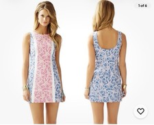 Lilly Pulitzer Delia Resort Vintage Dobby Shift Dress Size 4 Indigo Star Crush