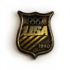 1980 USA Olympic Team belt buckle Solid Brass Vintage USA Hockey Team