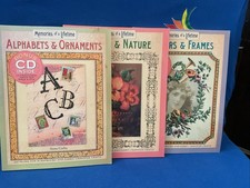 Alphabets and Ornaments Florals and Nature Lot of 3 Craft Trade Paperback