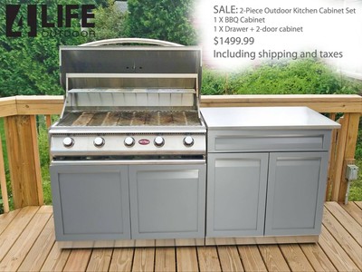 2 Piece 304 Stainless Steel Outdoor Kitchen Cabinet Set 4 Life