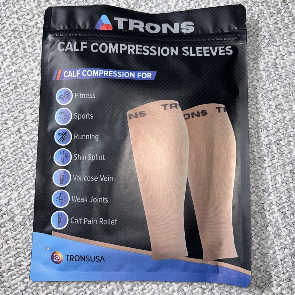 TRONS calf Compression Sleeves Small Beige Unisex - Image 2 of 4