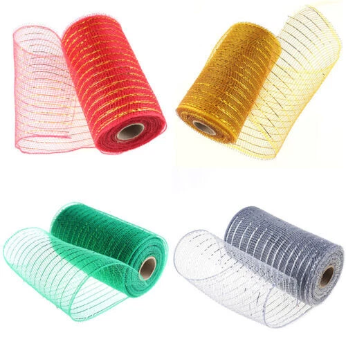 15/26cm 10yard Mesh Wreath Poly Crafts Deco Bow Making Net Roll Ribbon Gift Xmas - Image 4 of 4