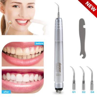 SANDENT Dental Ultrasonic Air Perio Scaler Handpiece Hygienist 2/4-Holes 3 Scaling Tips
