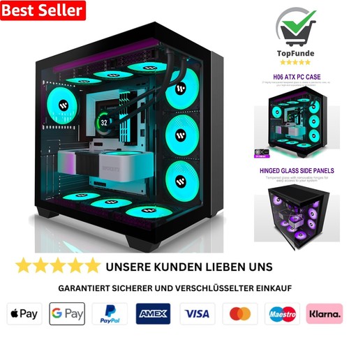 KEDIERS PC-Gehäuse, Vorinstalliert, 9 ARGB-Lüfter, ATX Mid-Tower